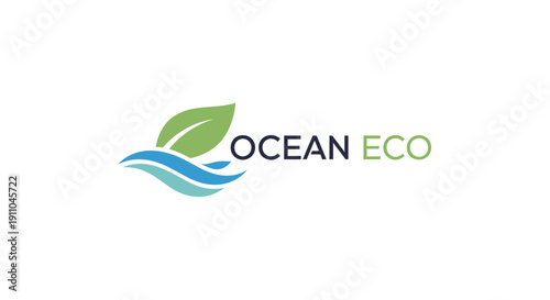 Ocean Eco Logo: Combining Water, Greenery, And Sustainability Symbolism Concept