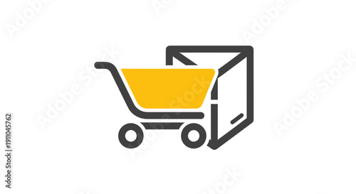 Online Shopping Icon Depicting Delivery and Retail with Modern and Colorful Illustration