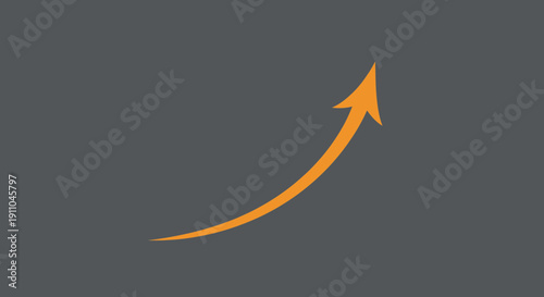 Orange Arrow Ascending on Dark Gray Background Illustrates Concept of Growth and Progress