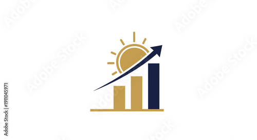 Positive Financial Growth Rising With An Upward Arrow And Sunny Sun Symbol
