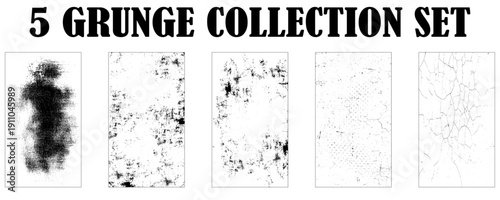 Set of Black and white grunge. Distress overlay texture. Surface dust and rough dirty wall background concept. Distress illustration simply place over object to create grunge effect. 