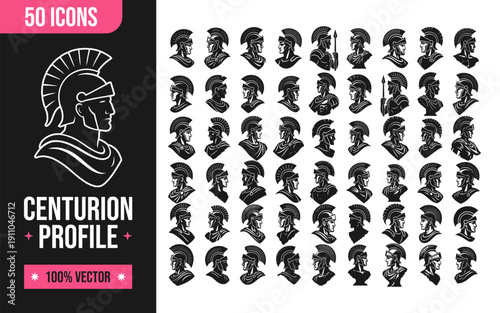 Collection centurion profile icons in modern vector style