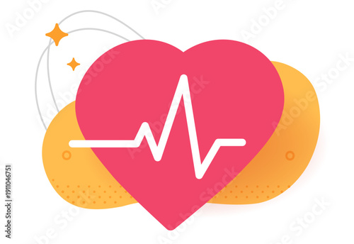 Heartbeat or heart pulse ecg icon vector modern minimal graphic concept illustration design, medical cardiology ekg rhythm sign, cardiovascular healthcare diagnostic abstract image clip art
