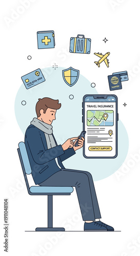 Modern Traveler Securing Global Protection Plans Digitally Through Smartphone App