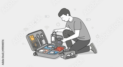 Modern Tech Traveler: Preparing Electronic Devices and Accessories in Suitcase for Travel