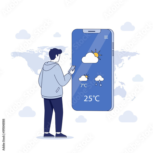 Modern Technology Concept Of Global Weather Forecasting Application On Smartphone