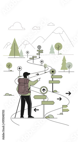Navigating Complex Paths Choosing Direction Through Scenic Mountain Trails