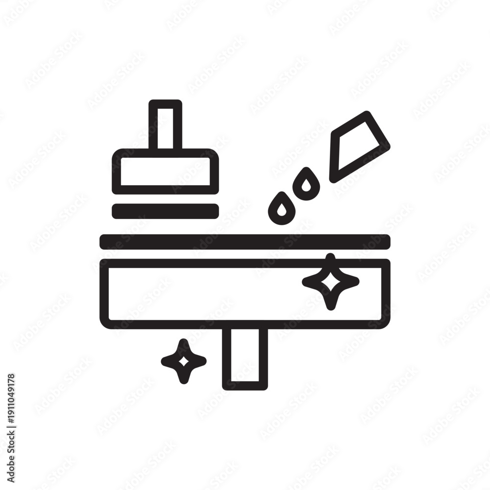 Obraz premium Chemical mechanical polishing icon. Semiconductor planarization, representing CMP slurry systems, wafer surface smoothing, microchip layer leveling, and high-precision electronic material science.
