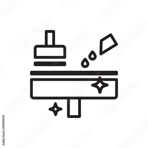 Chemical mechanical polishing icon. Semiconductor planarization, representing CMP slurry systems, wafer surface smoothing, microchip layer leveling, and high-precision electronic material science.