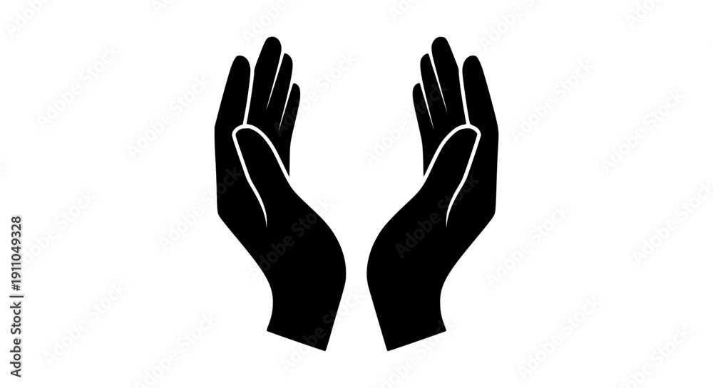 Fototapeta premium Protective hands icon in black minimalist style