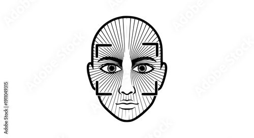 Facial recognition scan icon in black minimalist style