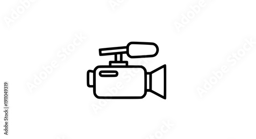 Video camera icon in black minimalist style