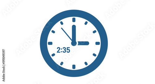 Simple blue clock icon displaying the time 2:35 with white hands and numbers