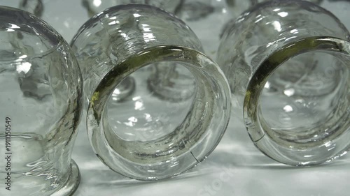 Glass medical cups for medical purposes - rehabilitation, increasing blood flow and lymphatic drainage, back treatment. Used in folk and alternative medicine for cupping massage or vacuum therapy
