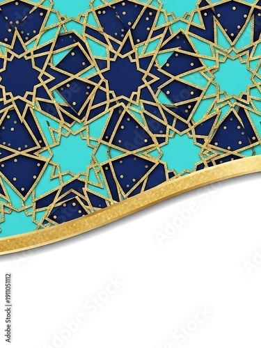 Geometric Pattern with Gold and Turquoise.