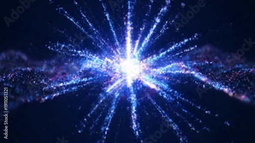 Wallpaper Mural Digital Waveform with Neon Lights and Particles. Torontodigital.ca