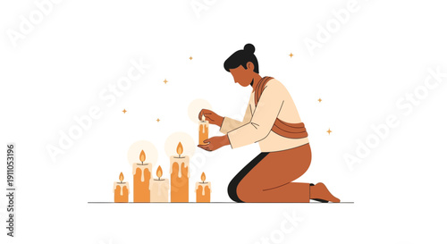 Person Lighting Candles A Moment Of Reflection