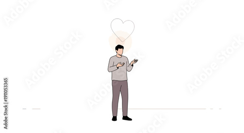 Person With Heart Symbol Above Head Expressing Love And Connection
