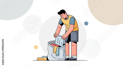 Person Packing Clothes Into A Bag For Laundry Or Travel