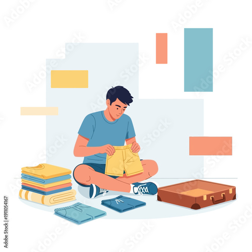 Preparing For A Trip Packing Clothes For Vacation Or Travel Adventure