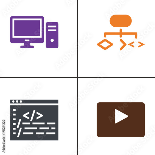 Multimedia and Coding Icons Set