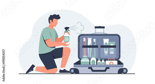 Preparing Travel Essentials And Personal Care Items For A Trip