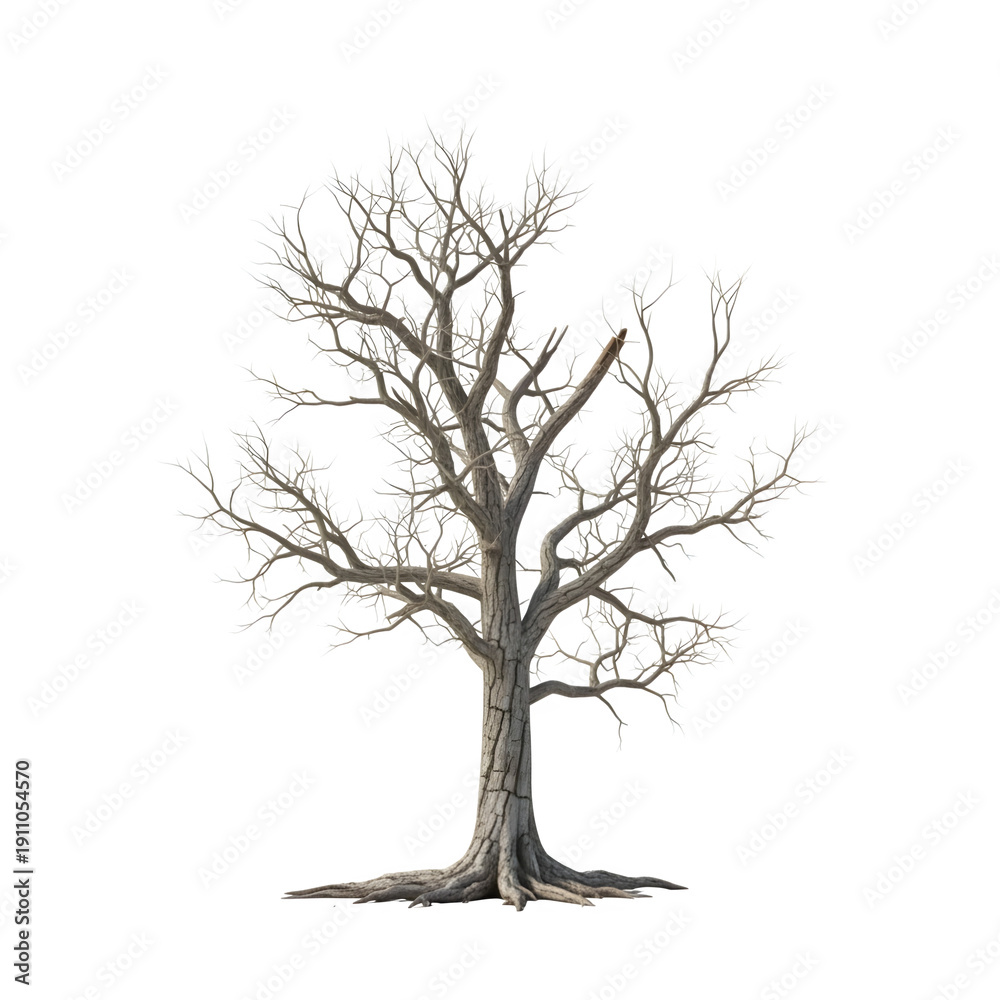 Obraz premium A leafless tree with a thick trunk and branches