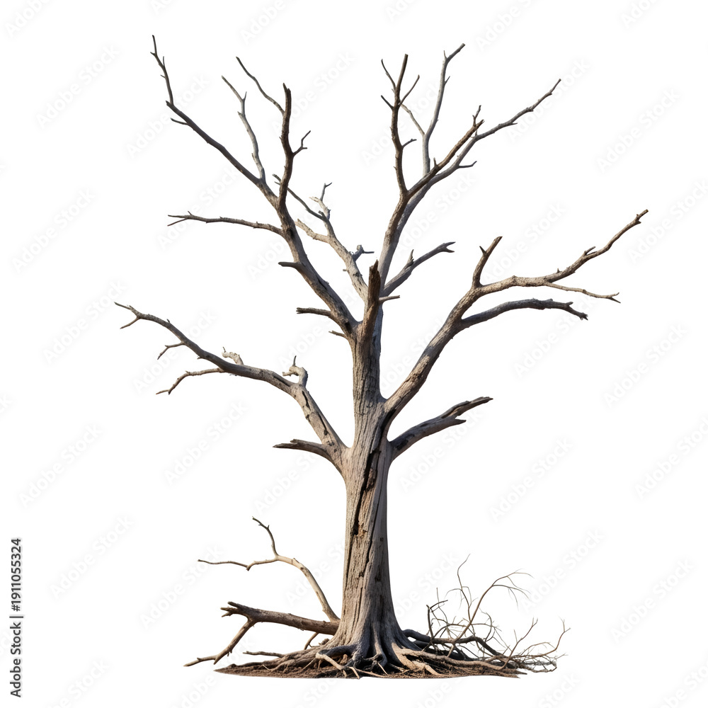 Fototapeta premium A bare tree standing alone in the darkness at night