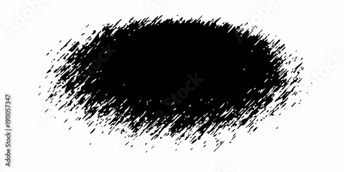 An amorphous black splotch with a spray paint effect. Features a dense, dark core that fades into a fine, grainy mist with soft, irregular edges.