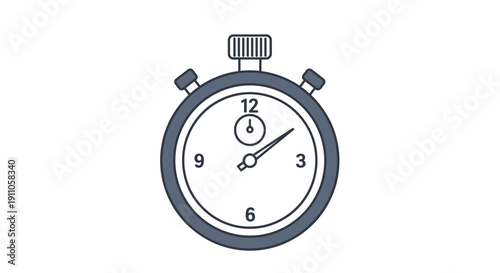 Simple illustration of a stopwatch with a blue outline and visible time display