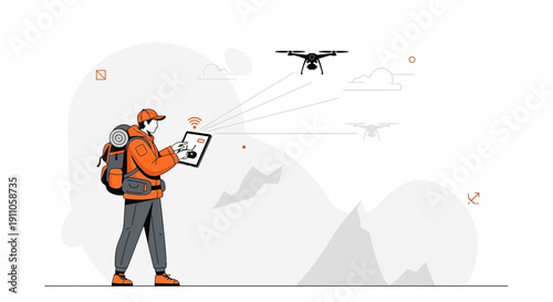 Remote Drone Operation In Scenic Mountain Landscape With Explorer