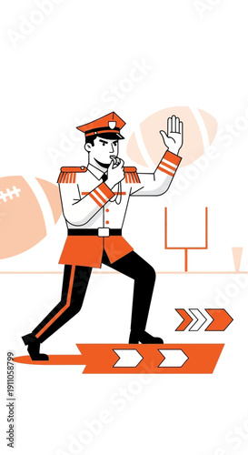 Referee Signaling Penalty During Football Game Animated Style