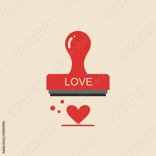Romantic Stamp Imprinting Heart Shape Symbolizing Pure Affection