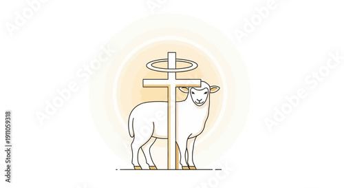Sacred Lamb And Cross Symbolizing Faith Hope And Redemption