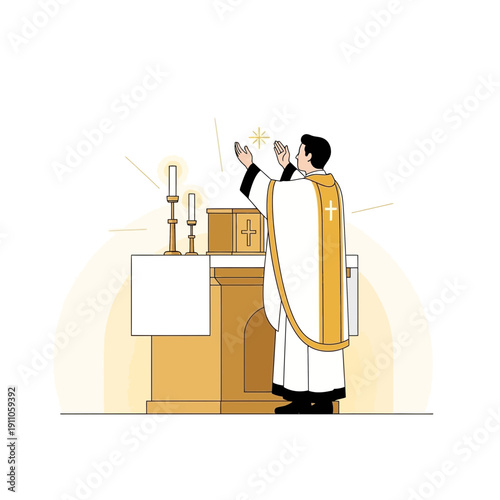 Sacred Ritual Devotion Clergy Performing Holy Service Answering Divine Call