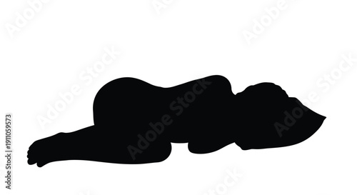 Silhouette illustration of a person sleeping soundly against a plain white background.