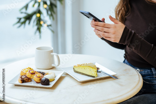 Enjoying dessert and coffee...