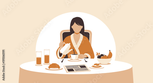 Serene Morning Routine Enjoying A Peaceful Breakfast And Coffee