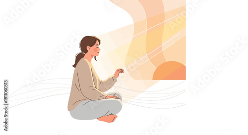 Serene Woman Meditating In Lotus Pose Embracing Inner Peace
