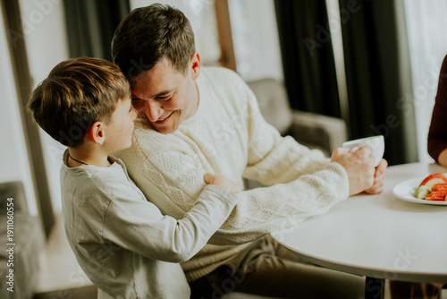 Father and son share a mome...
