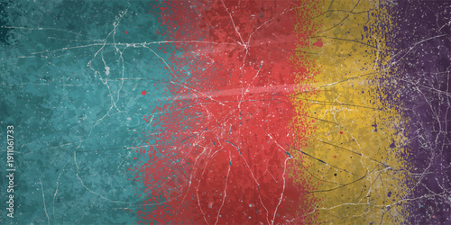 Abstract colorful grunge background with vintage textured stripes in warm red, orange and yellow tones