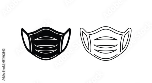 Two black and white face masks a striking graphic silhouette