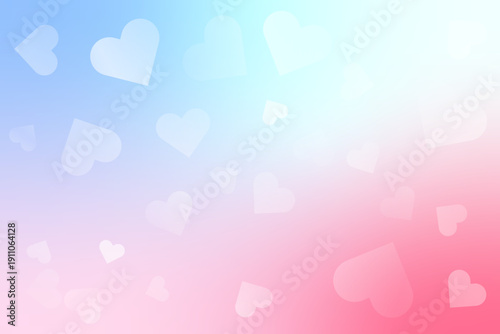Happy Valentine's Day Background with Heart Bokeh Lights. Abstract Pink And Blue Love Banner. Wedding Wallpaper. Romantic. Vector Illustration