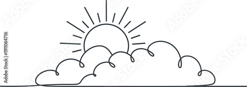 Simple Sunrise Over Clouds Illustration