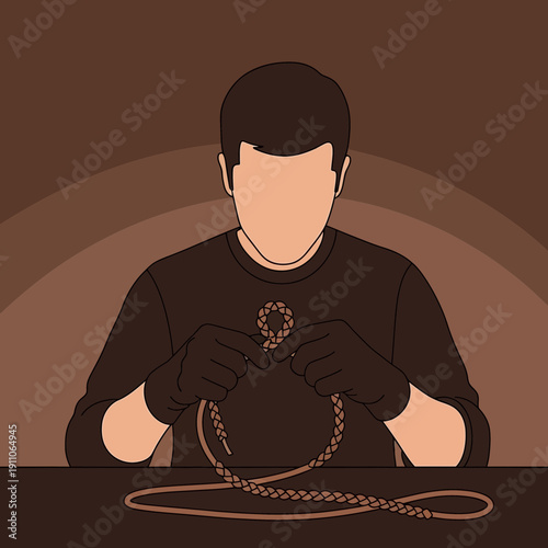 Skilled Hands Crafting Intricate Rope Knot Technique Mastery