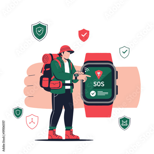 Smartwatch SOS Feature For Adventurous Travelers Safety Monitoring