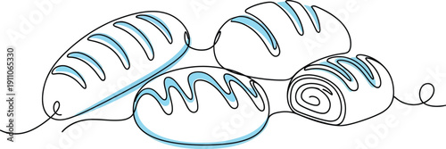 Continuous Line Drawing of Loaves of Bread