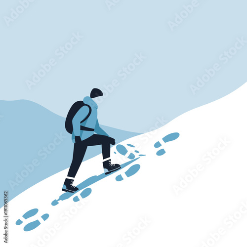 Solo Adventurer Ascends Snowy Peak Leaving Footprints Behind