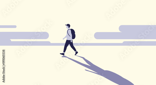 Solo Traveler Embarks On A Journey With Shadow Extending