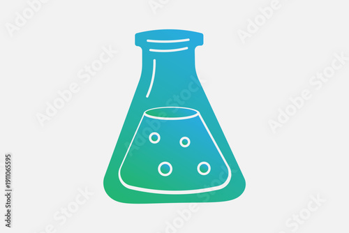 The graphic features a conical laboratory flask, commonly known as an Erlenmeyer flask, shown from a front-facing perspective.